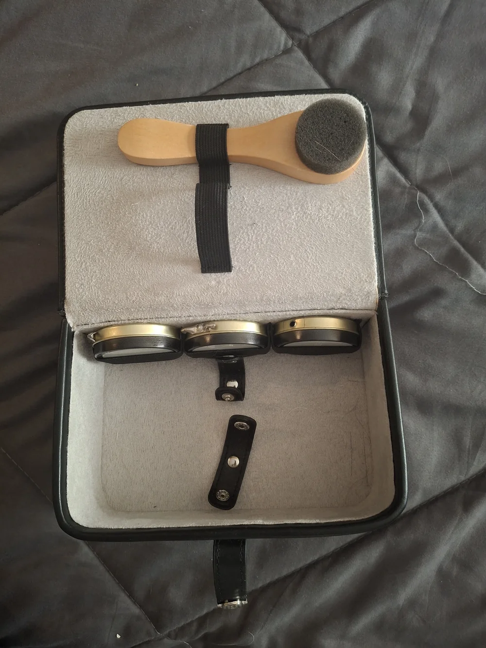 Peter Werth London Shoe Shine Kit Leather Case W Brush 3 Colors